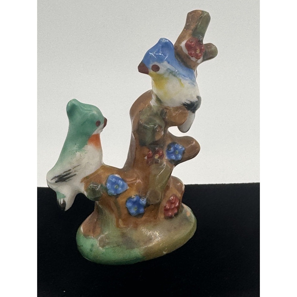 Porcelain Bird Figurine Occupied Japan Otagiri Floral Tree Miniature 1950s VTG